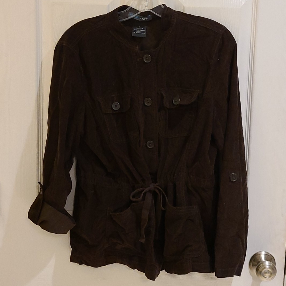 French Cuff Chocolate Corduroy Button Down Jacket